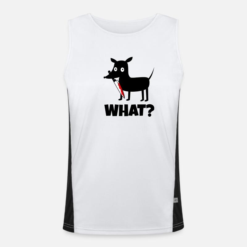 Hund mit Messer Blut Halloween What? Funktionelles Kontrast-Tank Top für Männer 