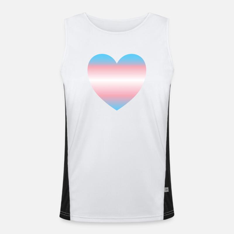 Subtle Transgender Pride heart - Men's Functional Contrast Tank Top - white/black