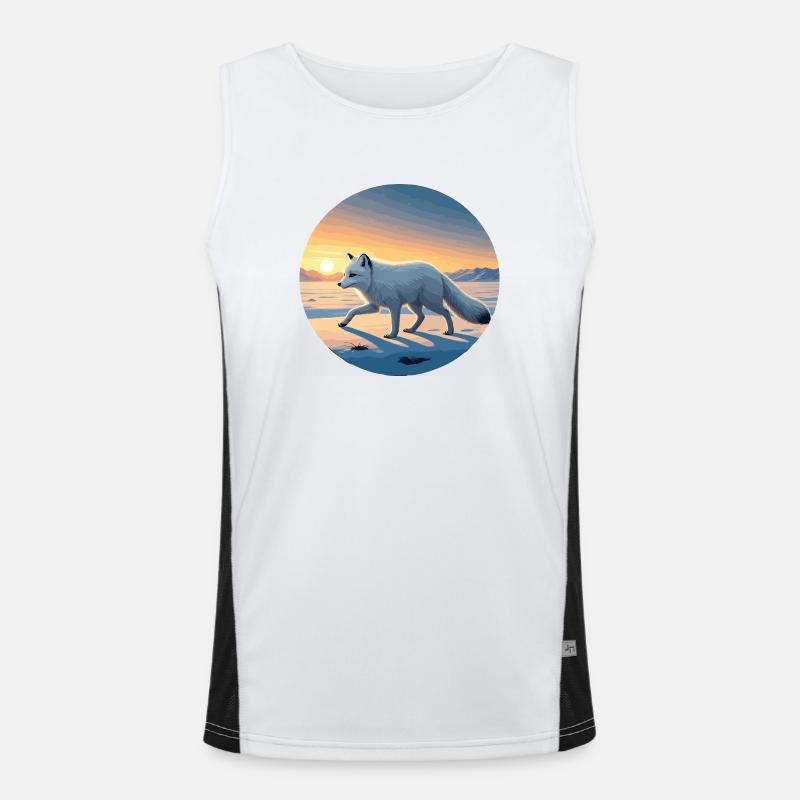 Polarfuchs bei Sonnenaufgang Funktionelles Kontrast-Tank Top für Männer 
