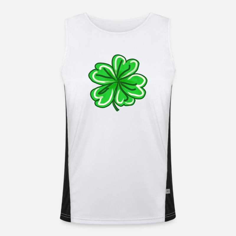 Trèfle peint à la main Lucky Leaf St patricks jour Débardeur respirant contrasté Homme 