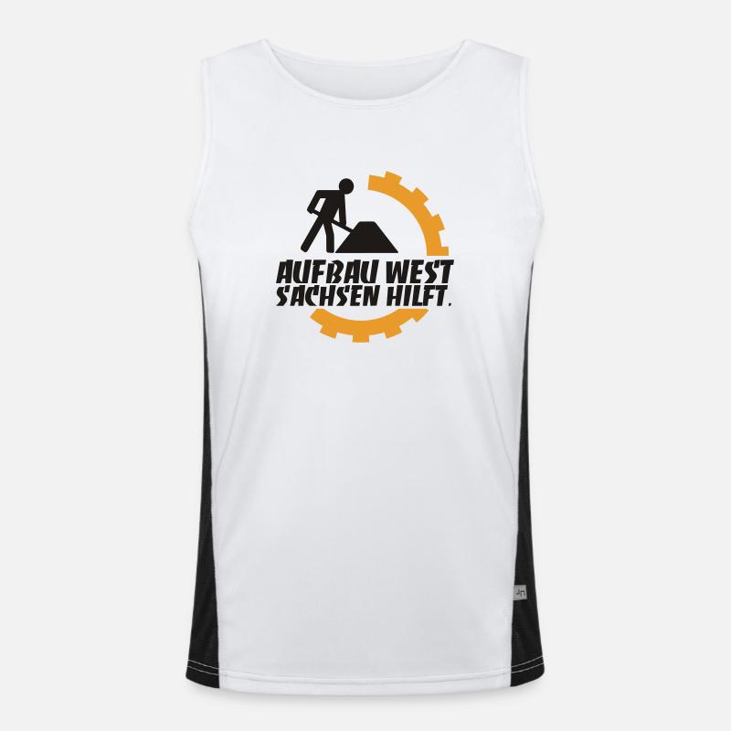 Construction West - Saxony helps. - Men's Functional Contrast Tank Top  - white/black