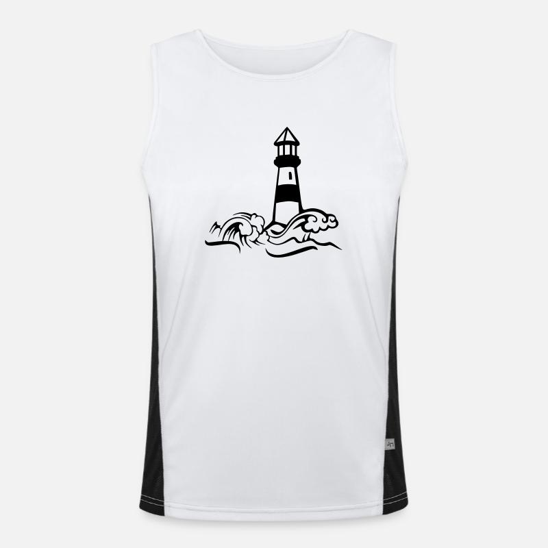 Lighthouse paper ship Men's Functional Contrast Tank Top 