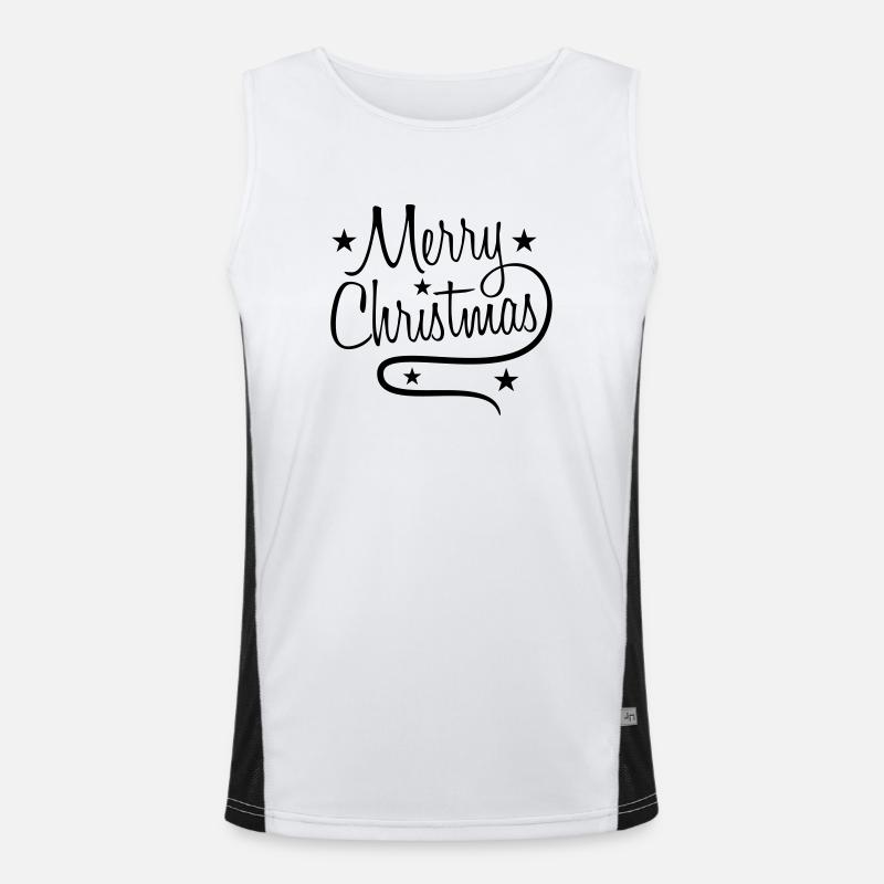 design logo sapin étoiles joyeux noël noël Débardeur respirant contrasté Homme 