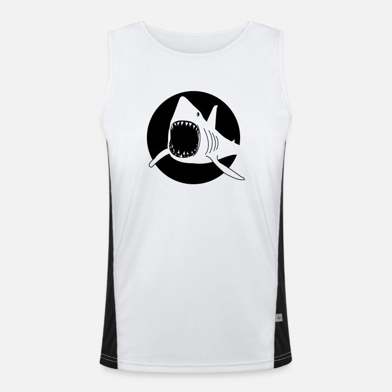 Shark - Men's Functional Contrast Tank Top  - white/black