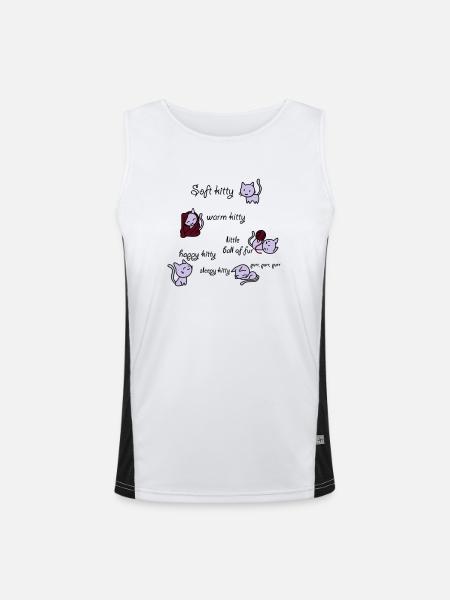 Soft Kitty - Funktionelles Kontrast-Tank Top für Männer  - Weiß/Schwarz
