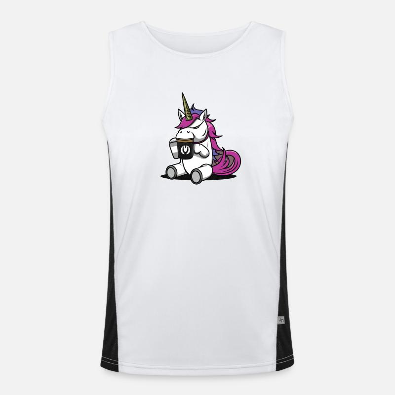 Kaffee cafe trinkendes Einhorn verärgert angry Funktionelles Kontrast-Tank Top für Männer 