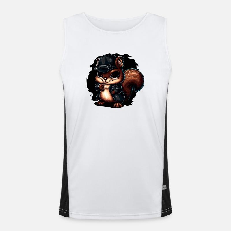 Cool gangster squirrel design Men's Functional Contrast Tank Top 