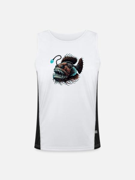 Frogfish Frogfish Anglerfish Angler - Men's Functional Contrast Tank Top  - white/black - Front