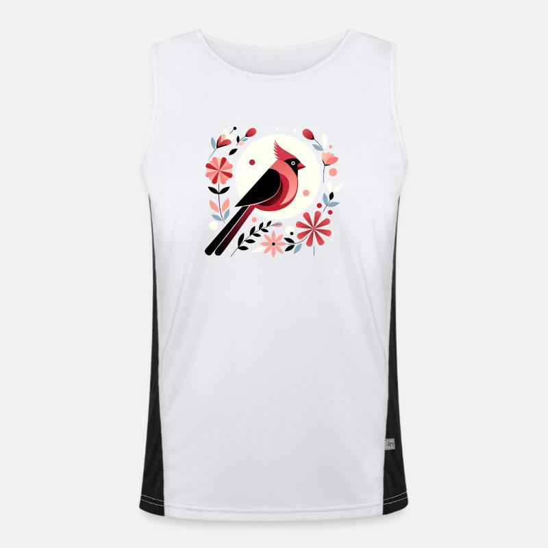 Kardinal und Blumen Funktionelles Kontrast-Tank Top für Männer 