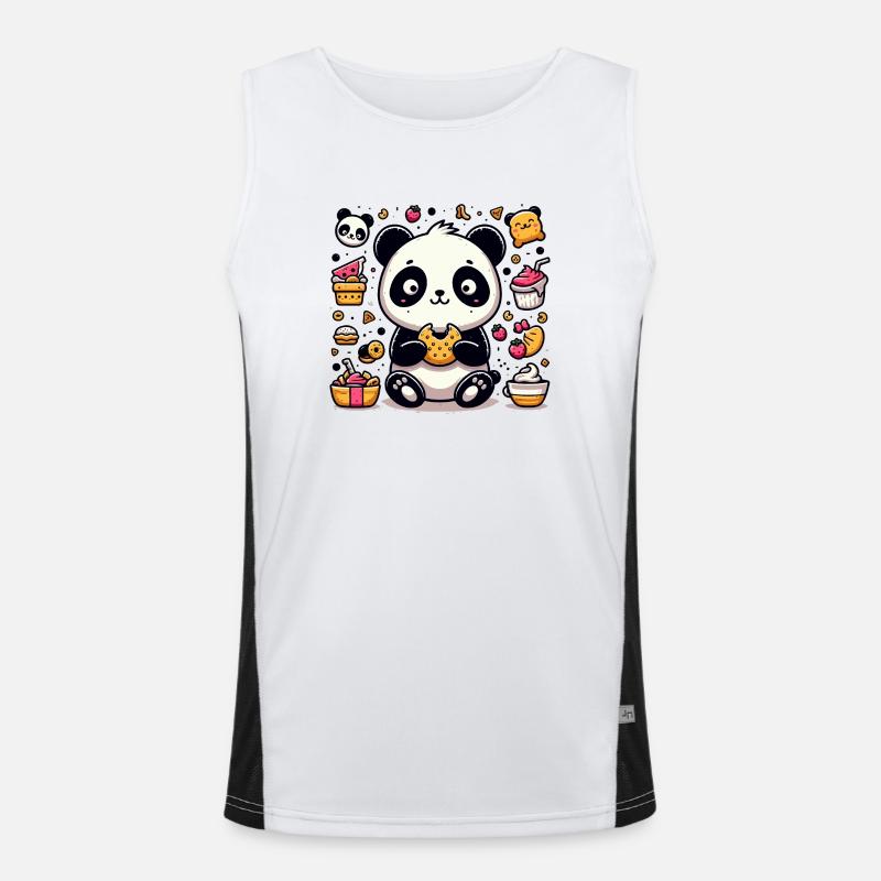 Süßer Panda mit Snacks Funktionelles Kontrast-Tank Top für Männer 