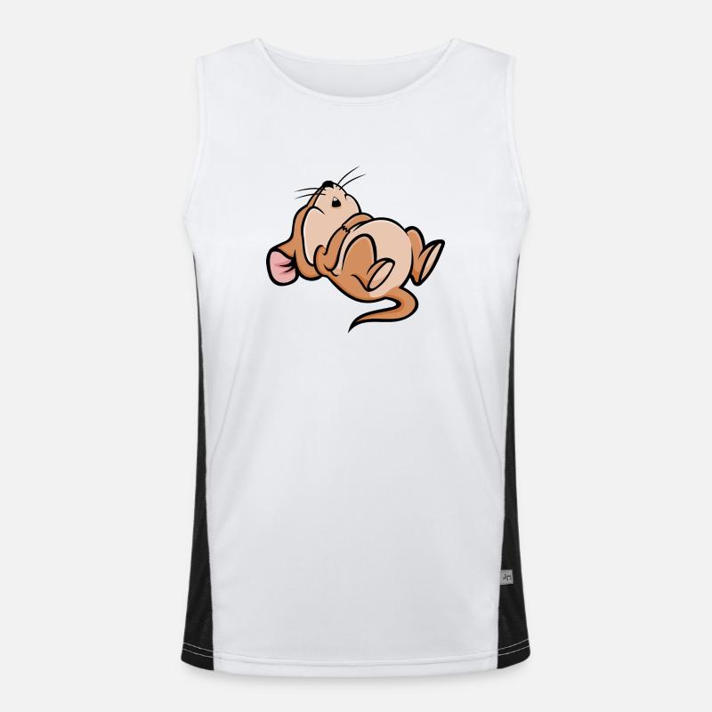 Sleeping Mouse - Men's Functional Contrast Tank Top  - white/black