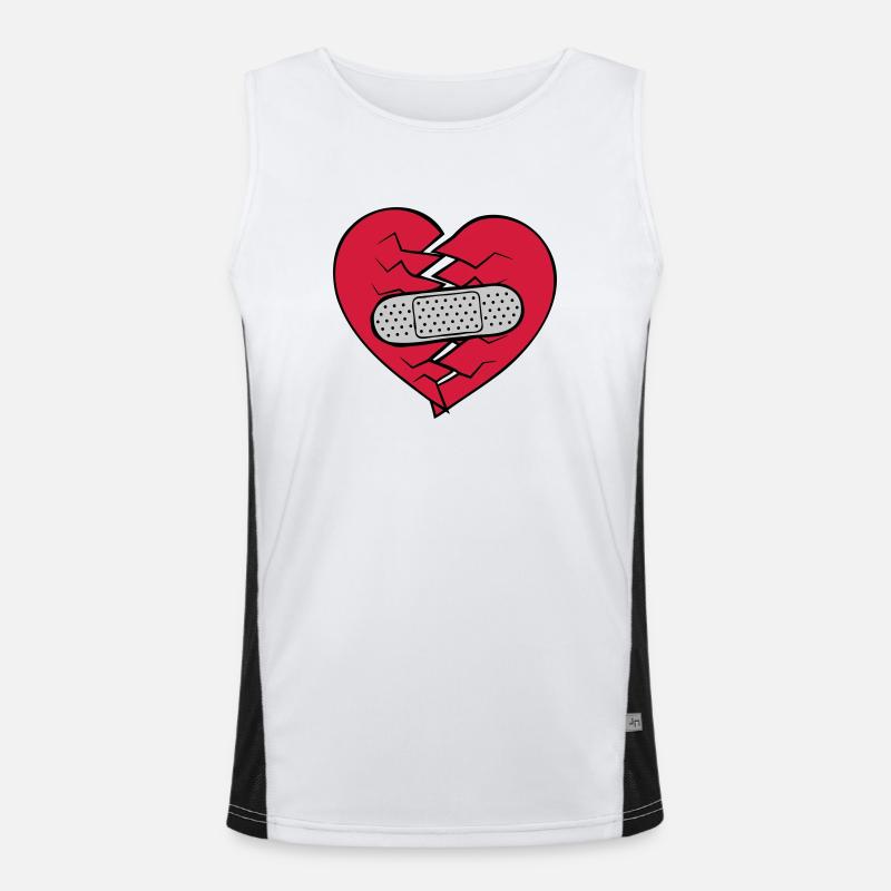 Pflaster Herz gebrochen Funktionelles Kontrast-Tank Top für Männer 