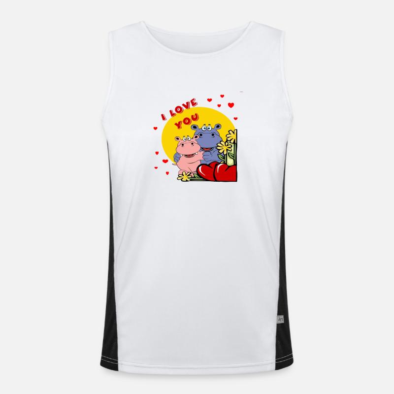 muttertag valentinstabe herz nilpferd hippo love Funktionelles Kontrast-Tank Top für Männer 