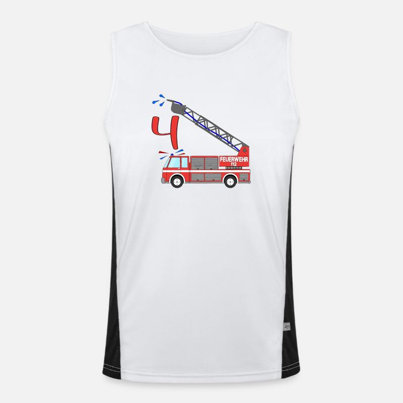 Fire engine 4th birthday - Men's Functional Contrast Tank Top  - white/black
