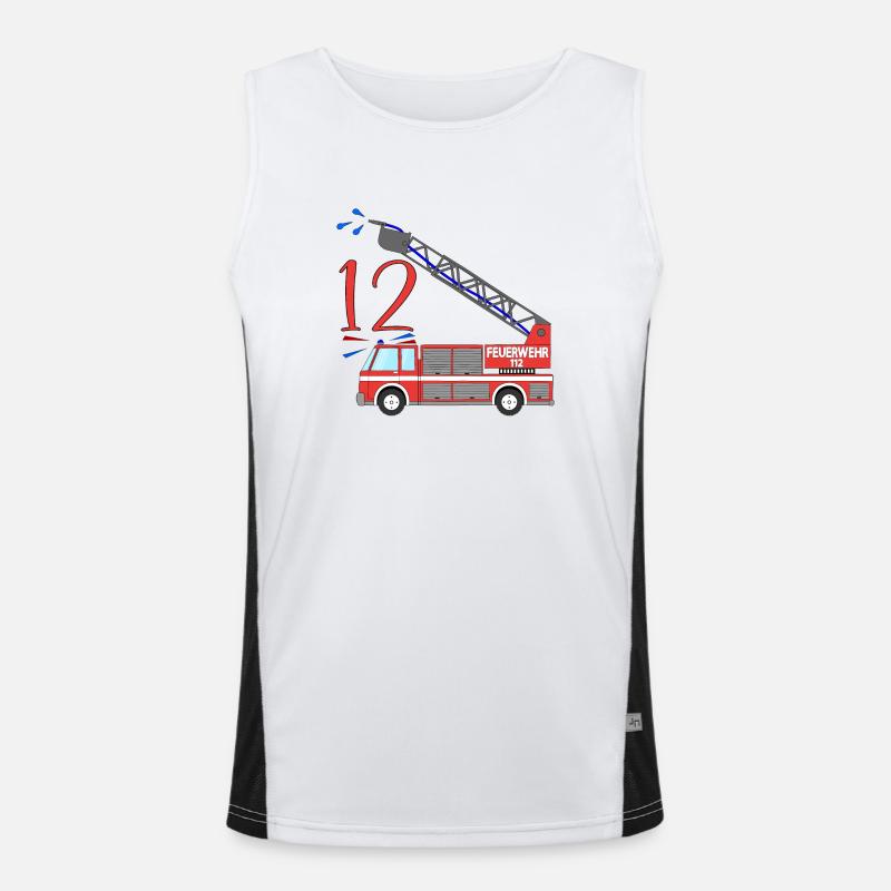 Fire engine 12th birthday Men's Functional Contrast Tank Top 