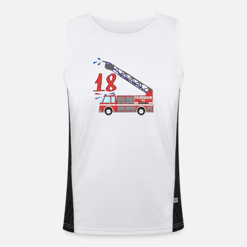 Feuerwehrauto 18. Geburtstag Funktionelles Kontrast-Tank Top für Männer 