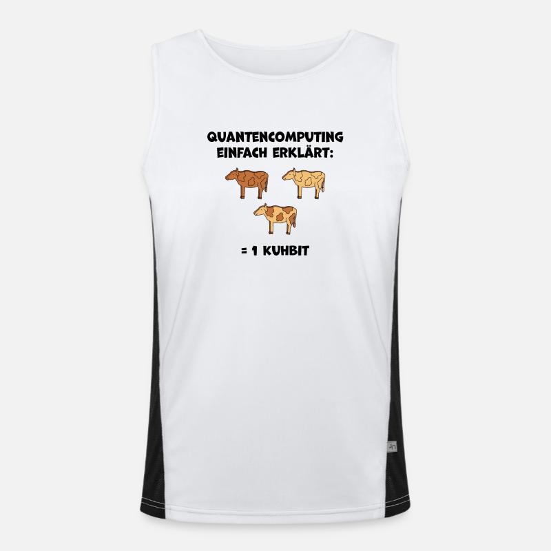 Quantencomputing mit Kühen Lustig Geschenk Kuhbit Funktionelles Kontrast-Tank Top für Männer 