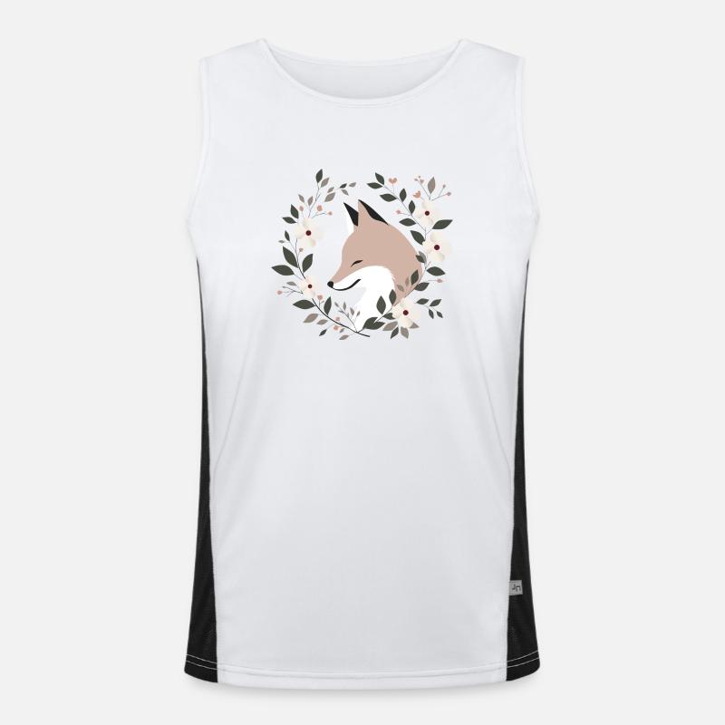 Renard avec des fleurs Débardeur respirant contrasté Homme 