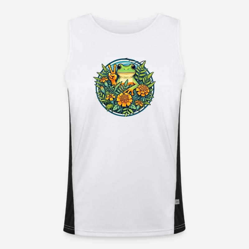 Friedensfrosch Funktionelles Kontrast-Tank Top für Männer 