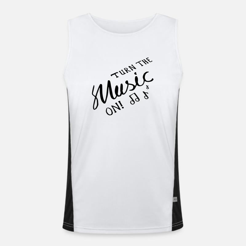 Turn the Music On! - Men's Functional Contrast Tank Top  - white/black