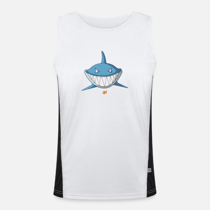 Hai Comic grinst - Fun Funktionelles Kontrast-Tank Top für Männer 
