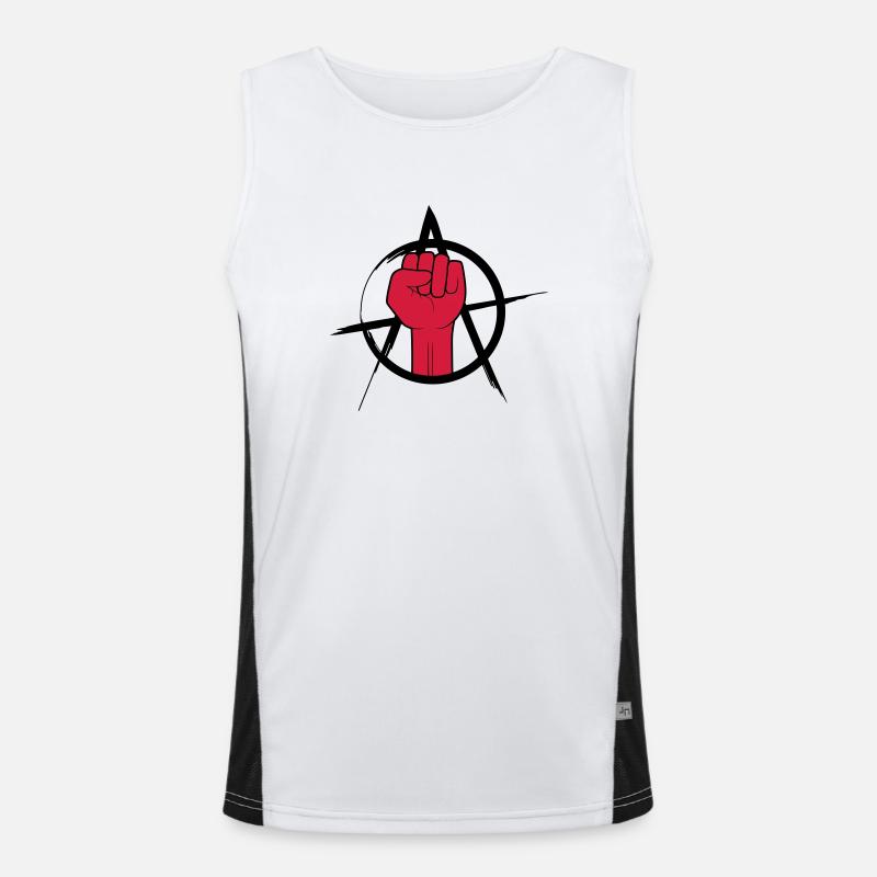 Faust logo anarchy design - Men's Functional Contrast Tank Top  - white/black