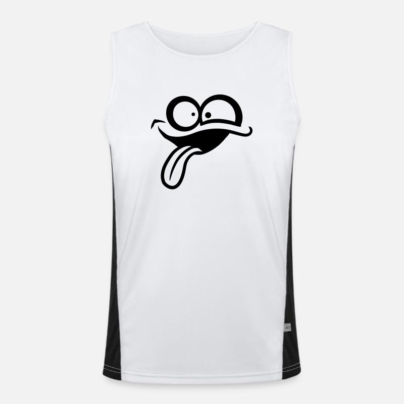 Comic face crazy - Men's Functional Contrast Tank Top  - white/black