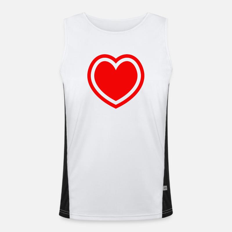 Red Heart Outline Men's Functional Contrast Tank Top 