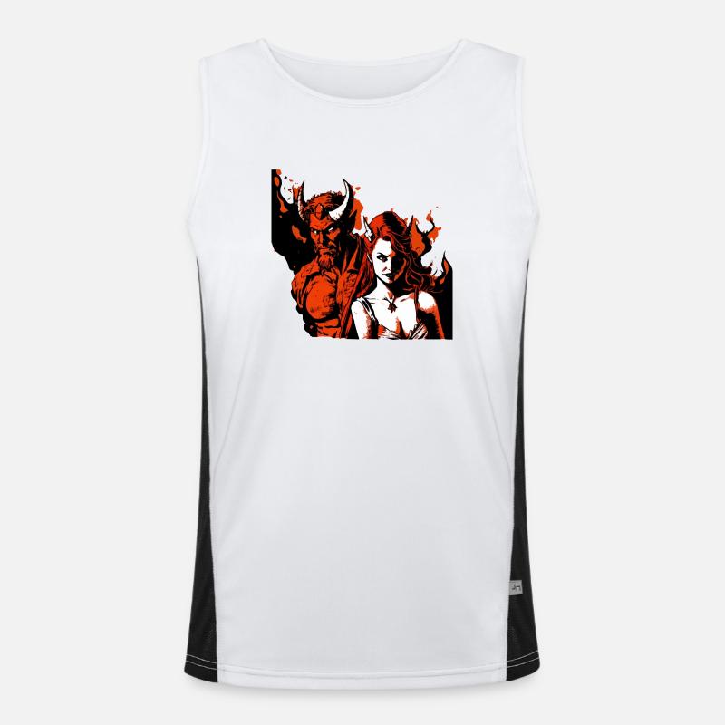 The Devil and the Witch - Men's Functional Contrast Tank Top  - white/black