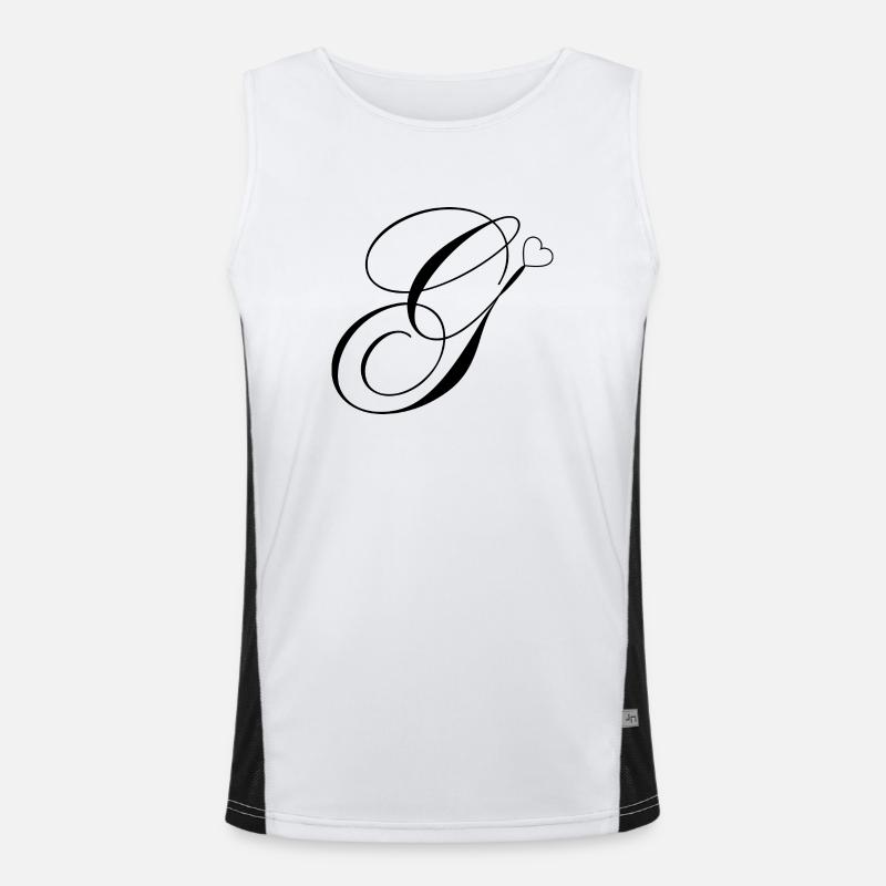 Buchstabe g Herz Kalligraphie Funktionelles Kontrast-Tank Top für Männer 