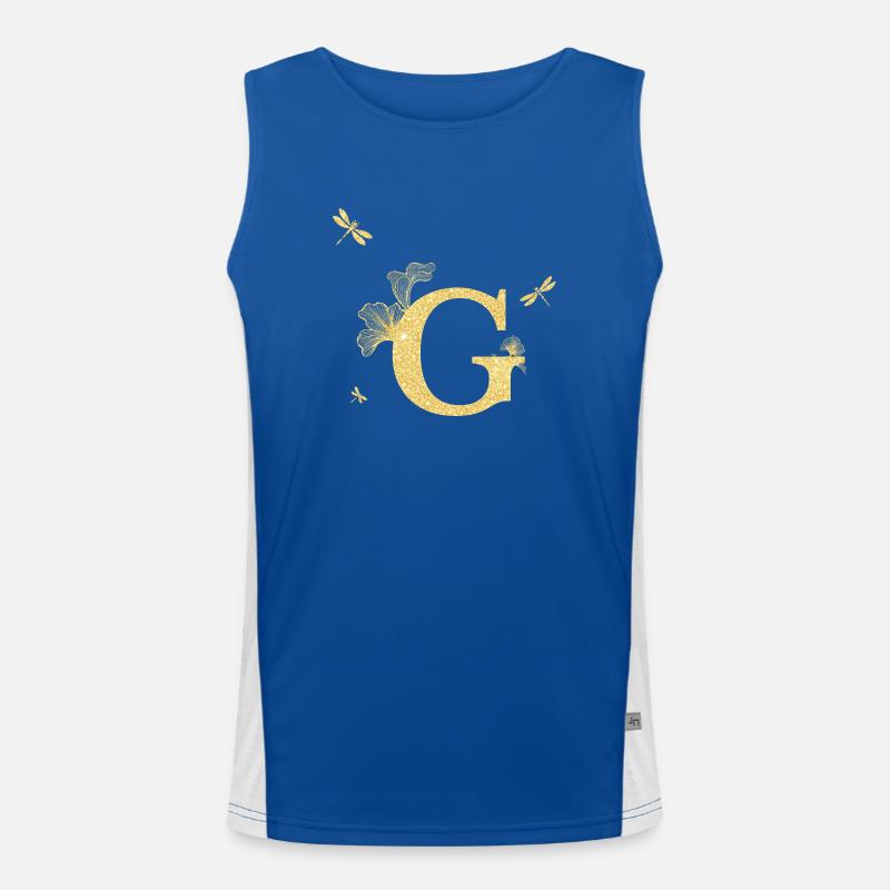 Buchstabe g goldene Glitzerlibelle - Geschenkidee Funktionelles Kontrast-Tank Top für Männer 
