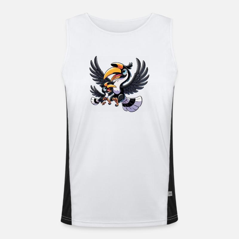 Nashornvogel Mutter und Kind Funktionelles Kontrast-Tank Top für Männer 