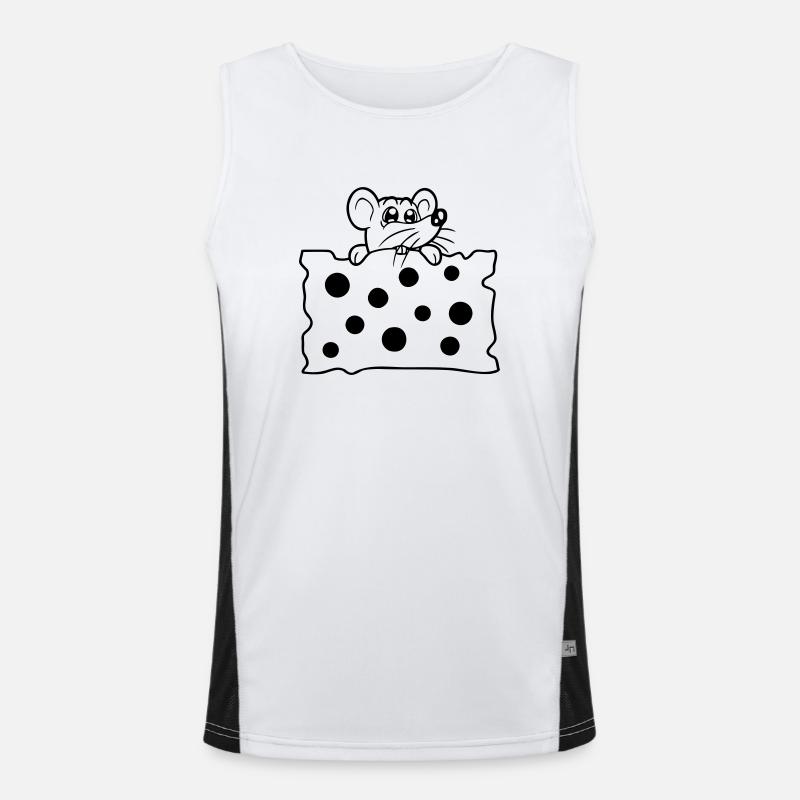 Maus isst riesigen Löcher Käse hunger essen lecker Funktionelles Kontrast-Tank Top für Männer 