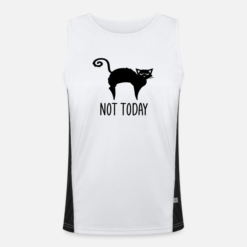 Katze Not today Spruch Humor Geschenkidee Funktionelles Kontrast-Tank Top für Männer 