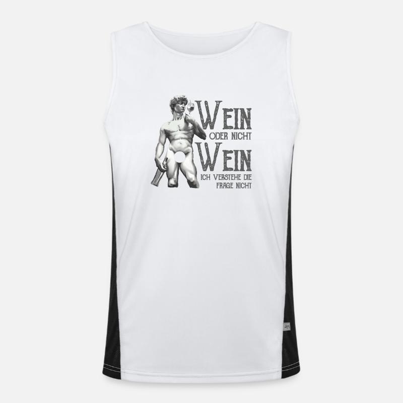 Wein Oder Nicht Wein? Lustig Weintrinker Spruch Funktionelles Kontrast-Tank Top für Männer 