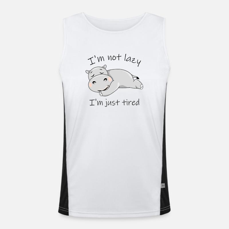 Cute lazy hippo Men's Functional Contrast Tank Top 