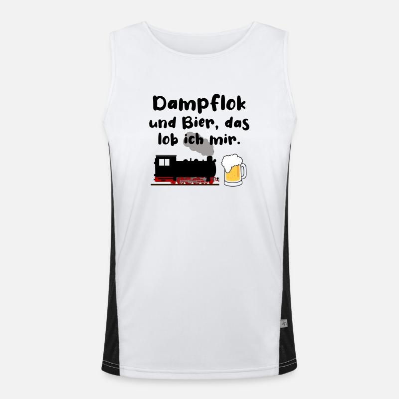 Dampflok Bier Eisenbahn Eisenbahner Spruch Funktionelles Kontrast-Tank Top für Männer 