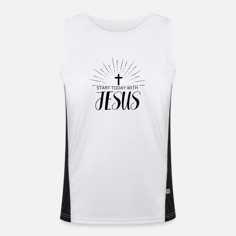 Start today with jesus Men's Functional Contrast Tank Top 