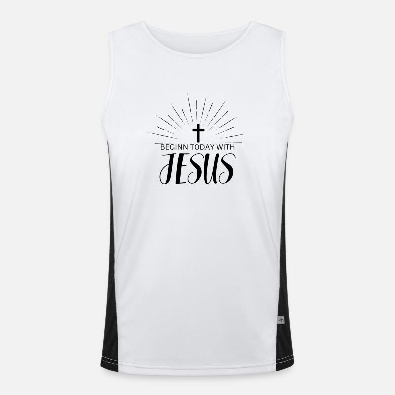 Beginn today with jesus Funktionelles Kontrast-Tank Top für Männer 