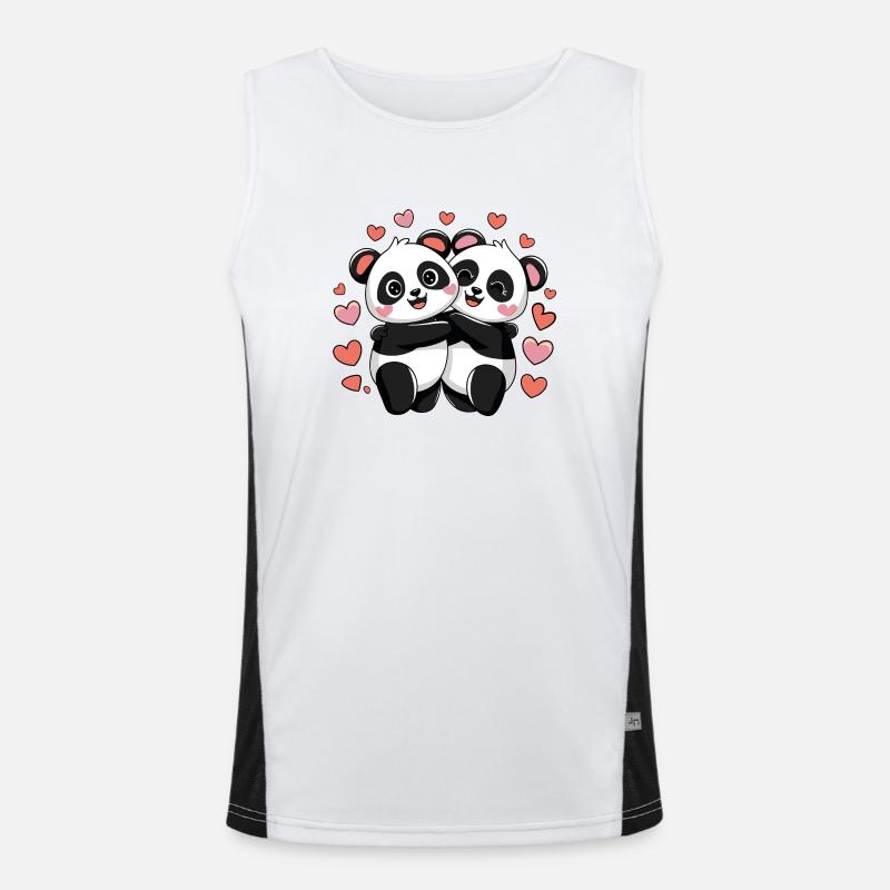 Panda Love - Men's Functional Contrast Tank Top  - white/black