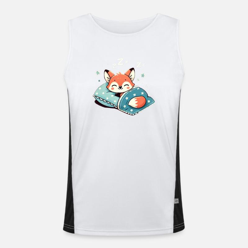 Fox Sleeping In Bed At Night Time Funktionelles Kontrast-Tank Top für Männer 
