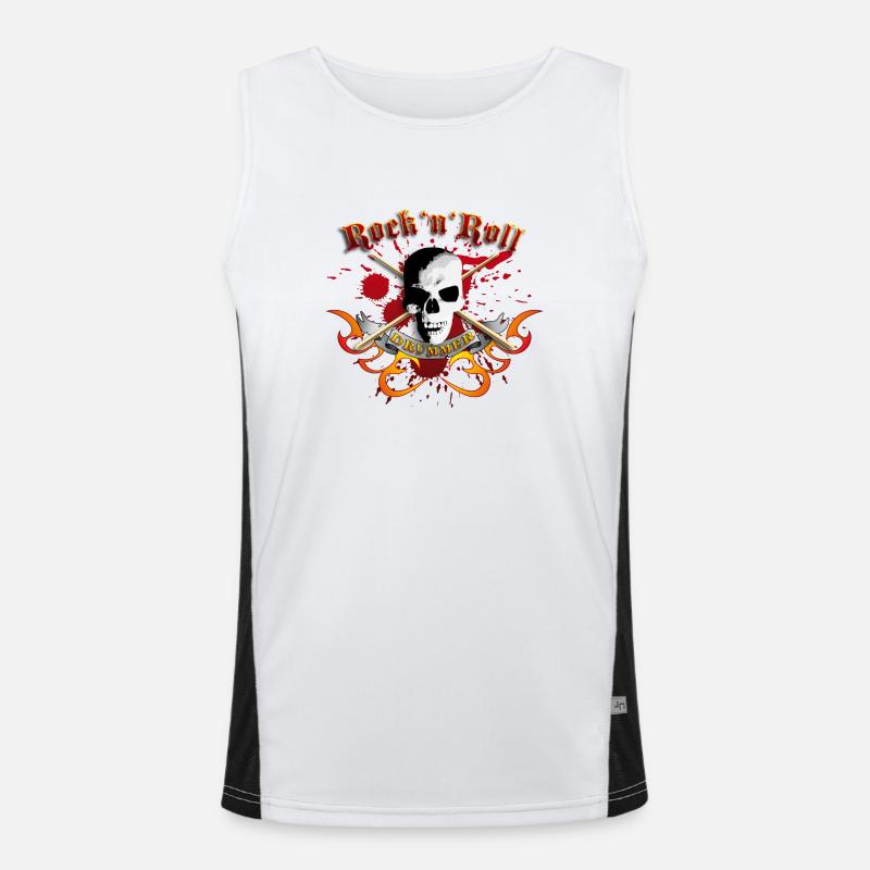 drummer_skull_a Men's Functional Contrast Tank Top 