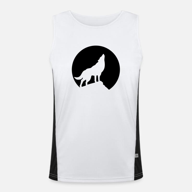 Wolf im Mondlicht Funktionelles Kontrast-Tank Top für Männer 
