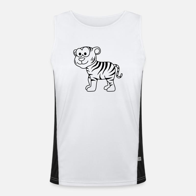 Tiger Comic Animal - Men's Functional Contrast Tank Top  - white/black