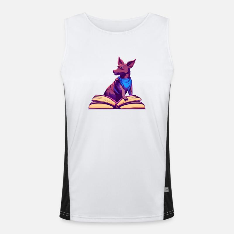Hundehalter Hunde Buch lesen Terrier Hund Bücher Funktionelles Kontrast-Tank Top für Männer 