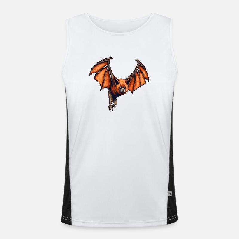 Pixelated flying fox in retro 8 bit graphics Men's Functional Contrast Tank Top 