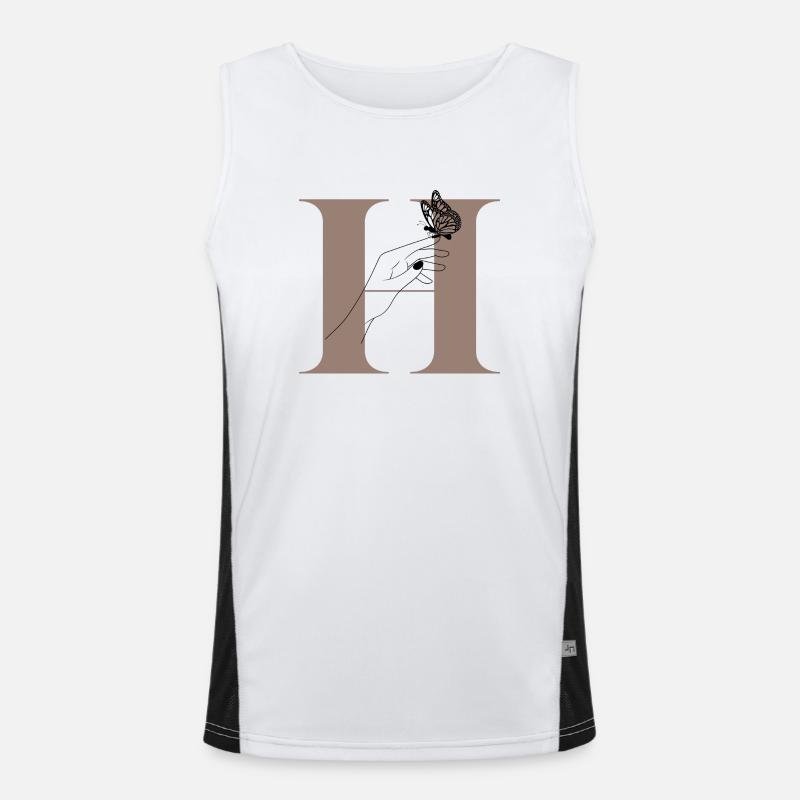 letter H Magic butterfly - Men's Functional Contrast Tank Top  - white/black