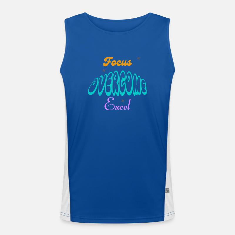 Fucus, Overcome, Excel typography Men's Functional Contrast Tank Top 