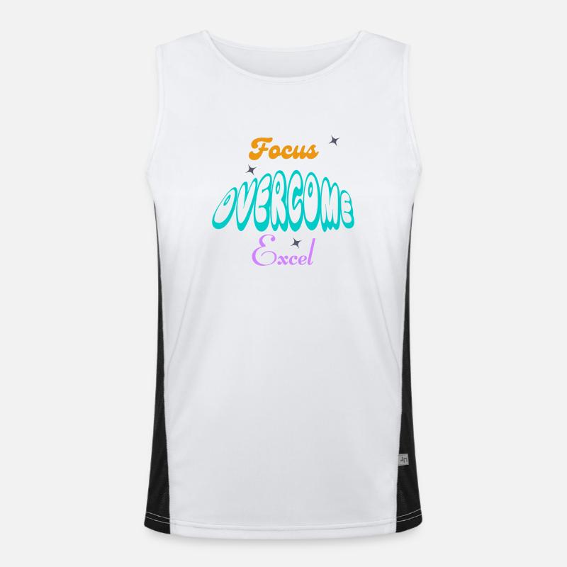 Fucus, Overcome, Excel typography Men's Functional Contrast Tank Top 