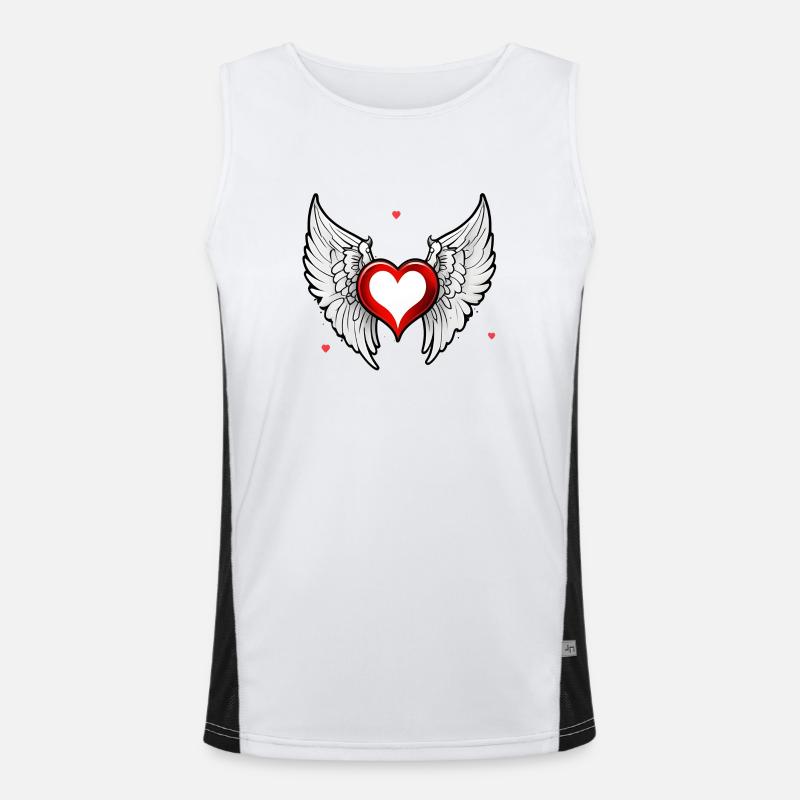 Red Heart with Wings Men's Functional Contrast Tank Top 